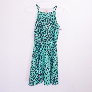 Love Ady Girls Leopard Print Skater Dress XL Green Kids